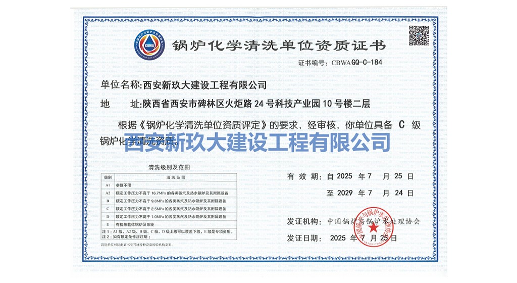 锅炉化学清洗单位资质